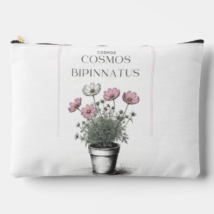 Minimal Rustic Cosmos Sketch: Elegant Floral Desig Accessory Pouch