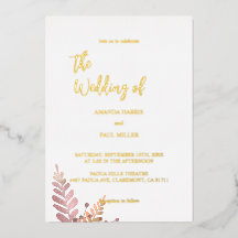 Minimal Rustic Floral Foil wedding Invitation
