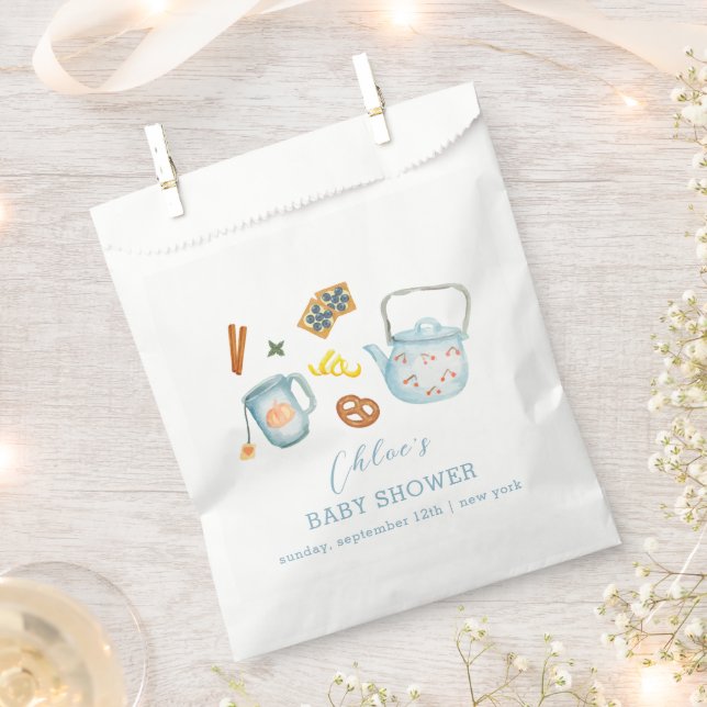 Minimal Rustic Par-Tea Cookie Baby Shower Favour Bag (Clipped)