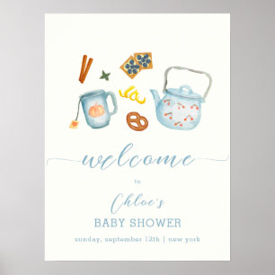 Minimal Rustic Par-Tea Cookie Baby Shower Welcome Poster
