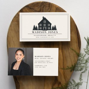 Minimal Rustic Real Estate Agent House Photo Business Card