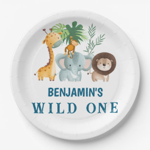 Minimal Safari Wild One birthday party Paper Plate
