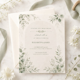 Minimal Sage Green Botanical Wedding Invitation