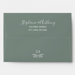 Minimal Sage Green Branch Calligraphy  Wedding    Envelope