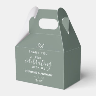 Minimal Sage Green Branch Calligraphy  Wedding   Favor Box
