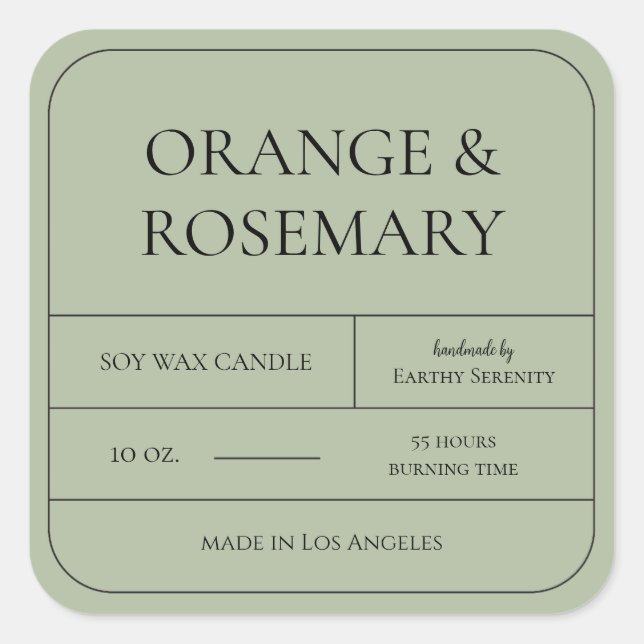 Minimal Sage Green Candle Packaging Label (Front)