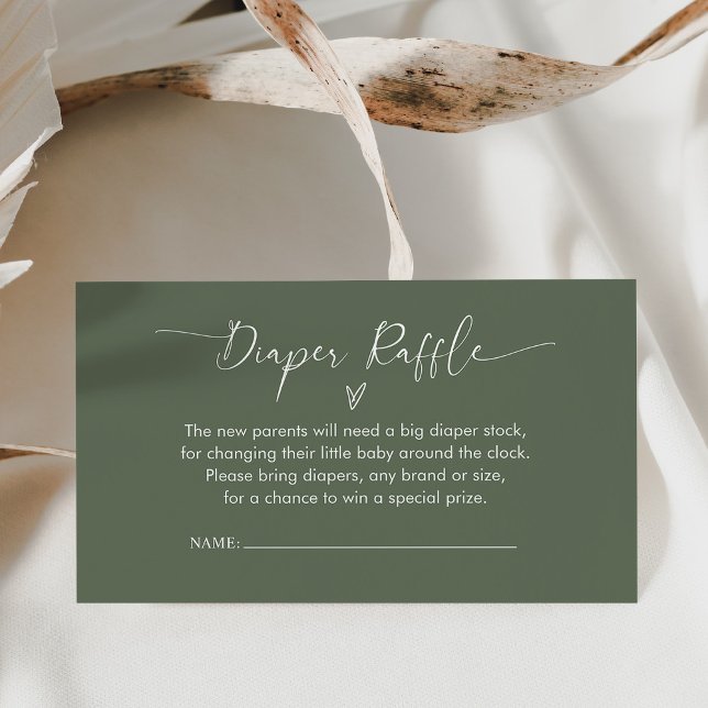 Minimal Sage Green Diaper Raffle Enclosure Card (Creator Uploaded)