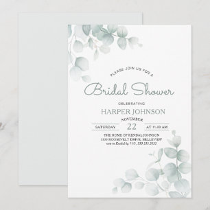 Minimal Sage Green Floral Bridal Shower Invitation