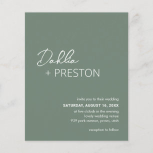Minimal Sage Green Modern Budget Wedding Invite Flyer