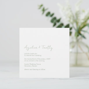 Minimal Sage Green Modern Elegant Wedding Invitation