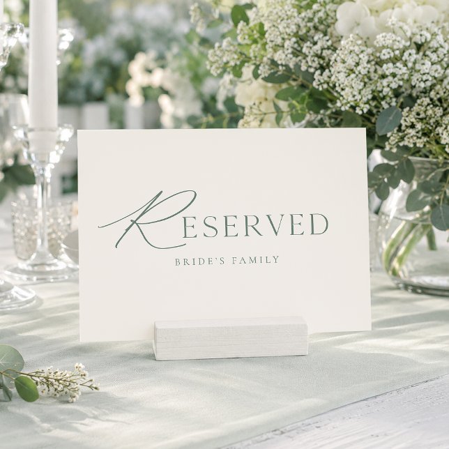 Minimal Sage Green Reserved Wedding Seating Card (Creator Uploaded)