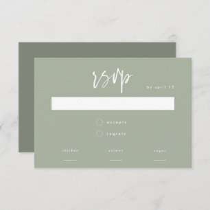 Minimal Sage Green Script Meal Choice Wedding RSVP Card