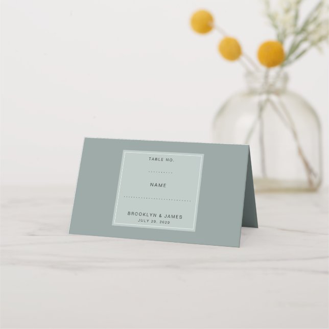 Minimal Sage Green Table Number Place Card (Front)