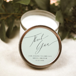 Minimal Sage Green Thank You Bridal Shower Classic Round Sticker