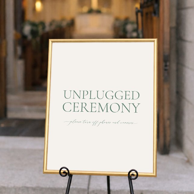 Minimal Sage Green Unplugged Ceremony Wedding Sign (Creator Uploaded)