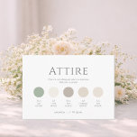 Minimal Sage Green Wedding Attire Color Palette Invitation<br><div class="desc">This elegant wedding attire card helps guide your guests with a refined, cohesive dress code. Featuring a soft sage green and neutral ivory-inspired color palette, it provides gentle inspiration while maintaining a timeless, minimal aesthetic. Perfect for modern, classic, or garden weddings, this attire card pairs beautifully with ivory invitations and...</div>
