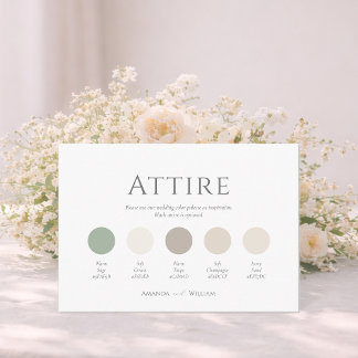 Minimal Sage Green Wedding Attire Color Palette Invitation