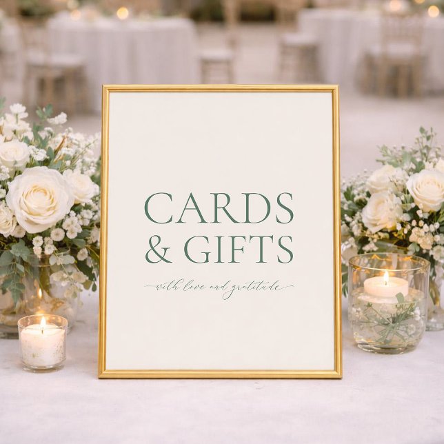 Minimal Sage Green Wedding Cards & Gifts Sign (Creator Uploaded)