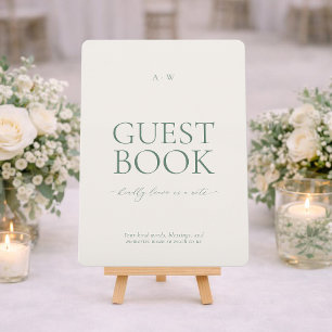 Minimal Sage Green Wedding Guest Book Sign Invitation