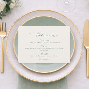 Minimal Sage Green Wedding Menu Card