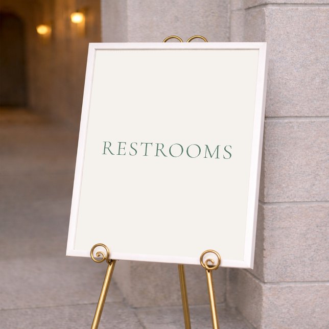 Minimal Sage Green Wedding Restrooms Sign (Creator Uploaded)