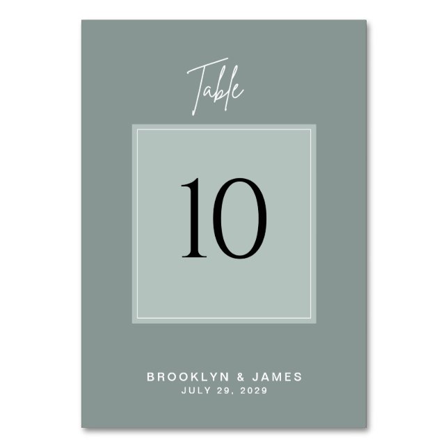 Minimal Sage Green Wedding Table Numbers (Front)