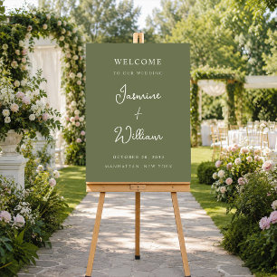Minimal Sage Green Wedding Welcome Poster