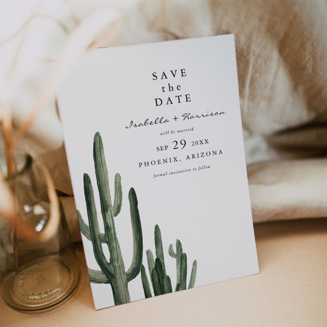 Minimal Saguaro Cactus Save the Date Invitation (Creator Uploaded)