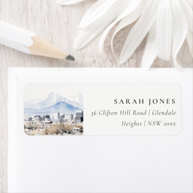 Minimal Salt Lake City Utah Watercolor Address (Insitu)