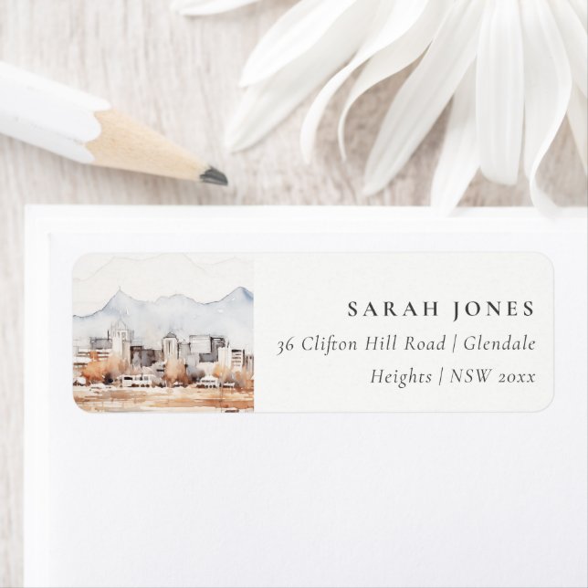 Minimal Salt Lake City Utah Watercolor Adresse (En situation)