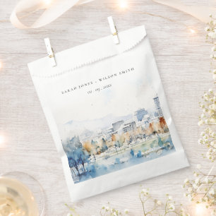 Minimal San Jose, California Watercolor Wedding Favour Bag