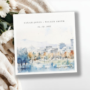 Minimal San Jose, California Watercolor Wedding Napkin