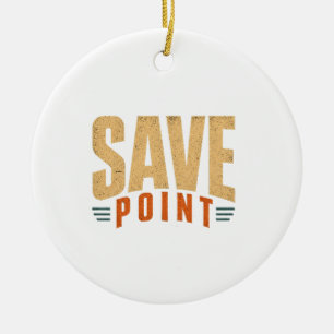 Minimal Save Point Gamer Ceramic Ornament