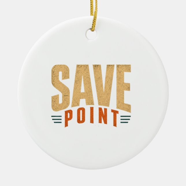 Minimal Save Point Gamer Ceramic Ornament (Front)