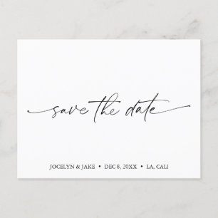 Minimal Save the Date Elegant Calligraphy Postcard