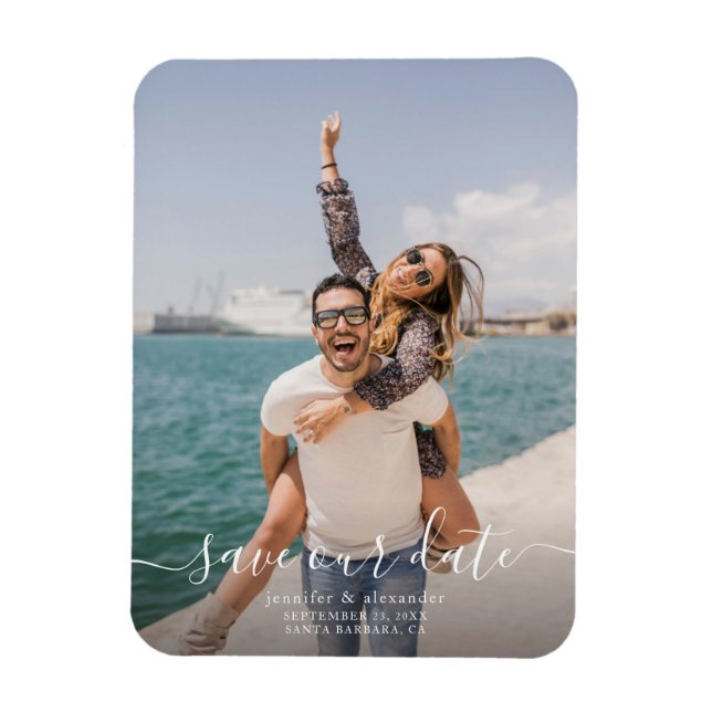 Minimal Save the Date Photo Magnet (Vertical)