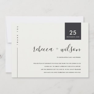 MINIMAL SCANDI  BLACK AND WHITE TYPOGRAPHY WEDDING THANK YOU CARD