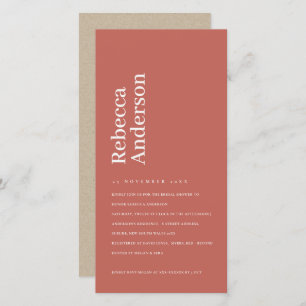 MINIMAL SCANDI BRICK RED BRIDAL SHOWER INVITE