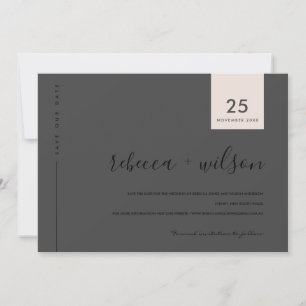 MINIMAL SCANDI MODERN BLACK BLUSH PINK TYPOGRAPHY SAVE THE DATE