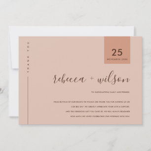 MINIMAL SCANDI  RUST PINK PEACH TYPOGRAPHY WEDDING THANK YOU CARD