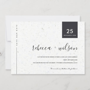 MINIMAL SCANDI RUSTIC TERRAZZO TEXTURE TYPOGRAPHY SAVE THE DATE