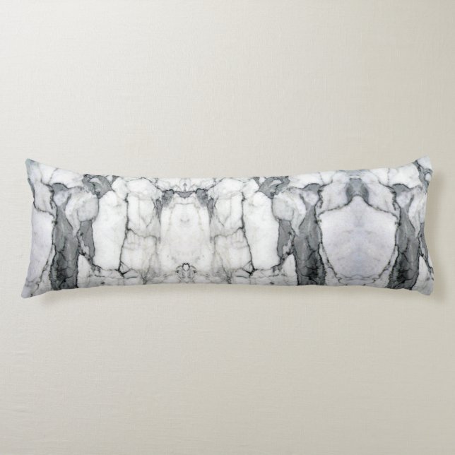 minimal scandinavian modern chic grey white marble body pillow (Front)