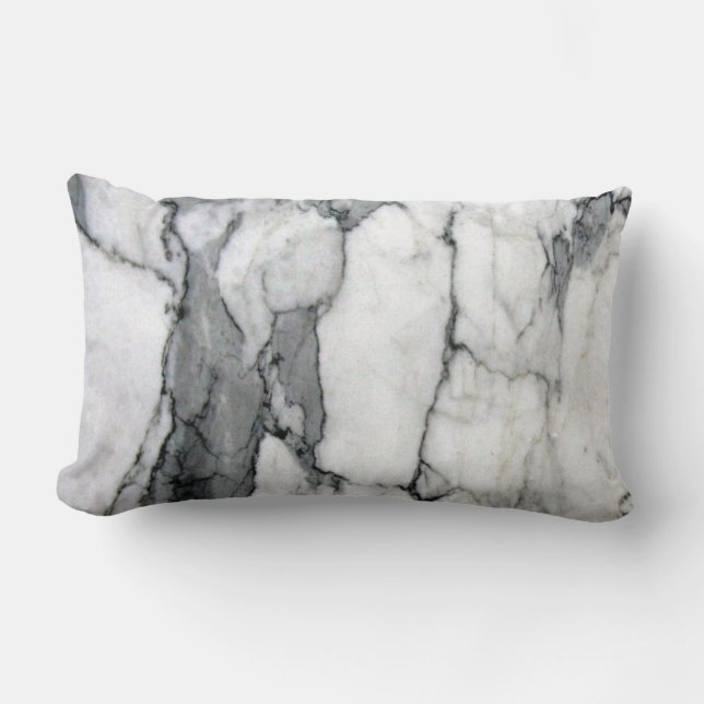 minimal scandinavian modern chic grey white marble lumbar pillow (Front)