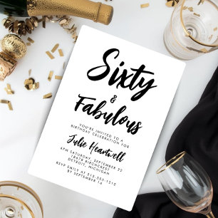 Minimal Script 60th Birthday Party Invitation