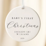Minimal Script Baby First Christmas Ornament<br><div class="desc">Celebrate your baby's first Christmas with this elegant and timeless ornament, personalized with your baby's name and birth stats. Featuring a simple, classic design this keepsake will hold cherished memories for years to come. Perfect as a gift for new parents or to add a special touch to your own tree,...</div>