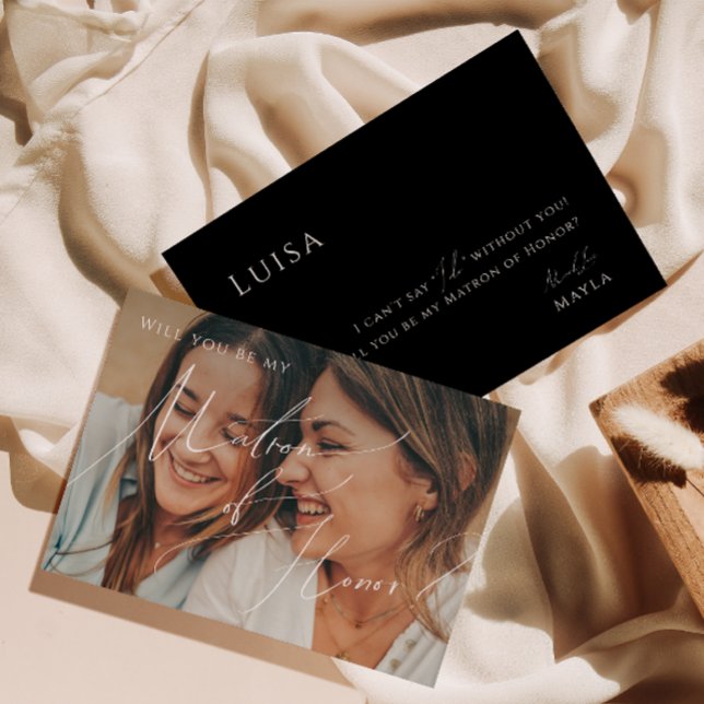 Minimal Script | Black Faded Photo Matron of Honou Invitation (Creator Uploaded)