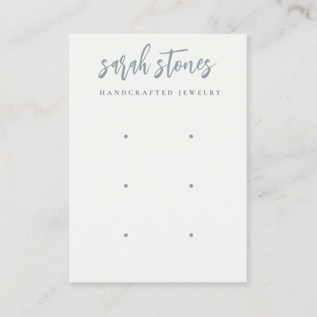 Minimal Script Black Grey White 3 Earring Display Business Card (Front)