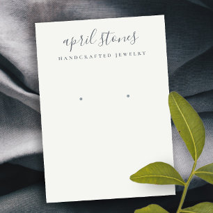 Minimal Script Black Grey White Earring Display Business Card