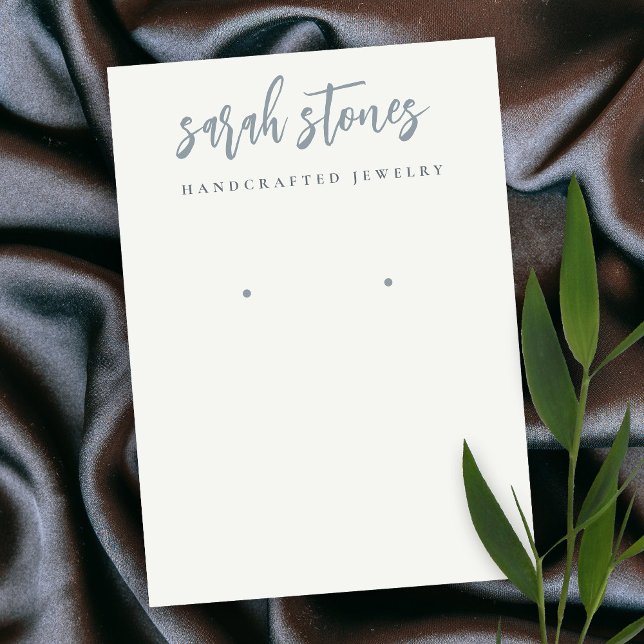 Minimal Script Black Grey White Earring Display Business Card (Creator Uploaded)