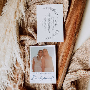 Minimal Script Bridesmaid Proposal Card with Photo